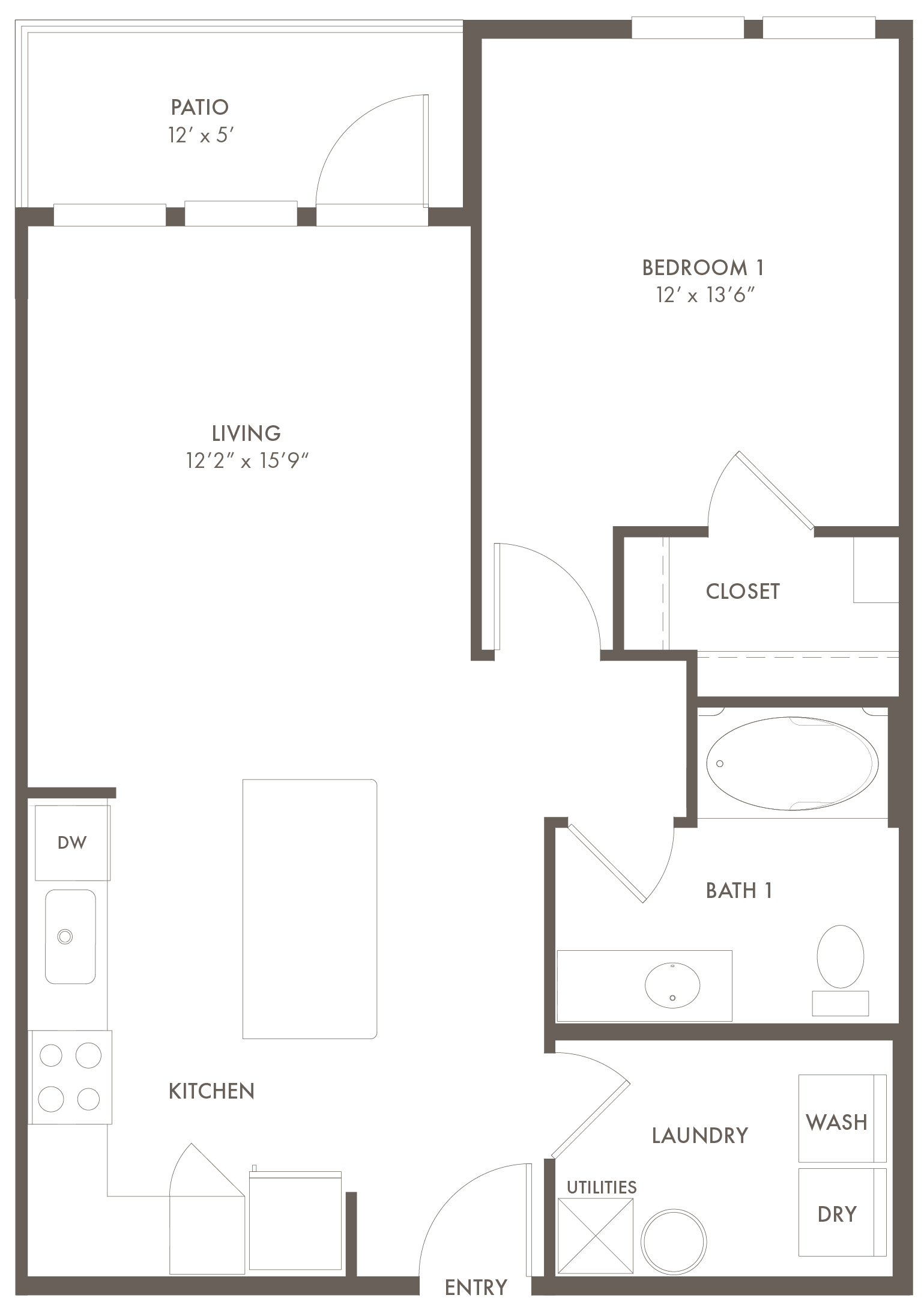 A A1 unit with 1 Bedrooms and 1 Bathrooms with area of 756 sq. ft